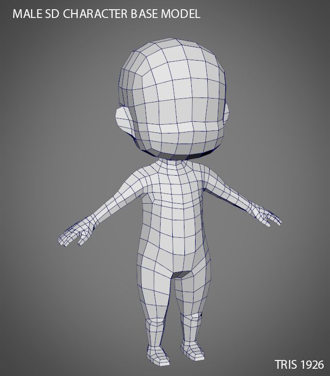 男性SD字符基础低多边形模型 3d model