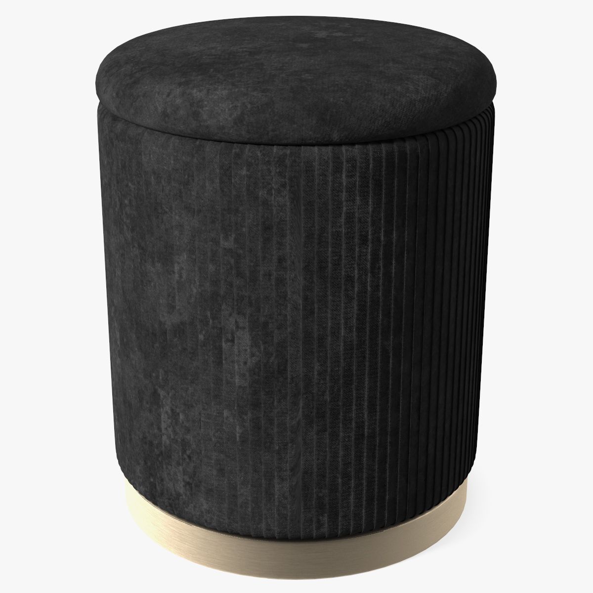 黑色圆形布艺脚凳 3d model