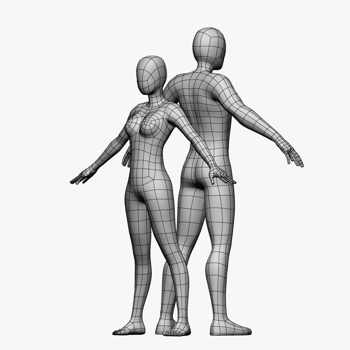 低聚底网 - 女/男 3d model
